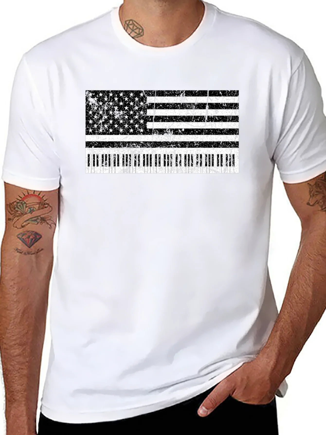 Piano Flag T-Shirt - Patriotic Music Lover Tee