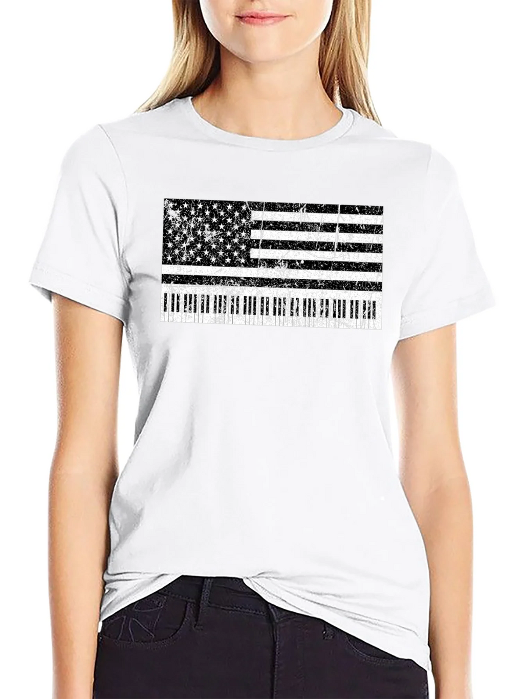 Piano Flag T-Shirt - Patriotic Music Lover Tee