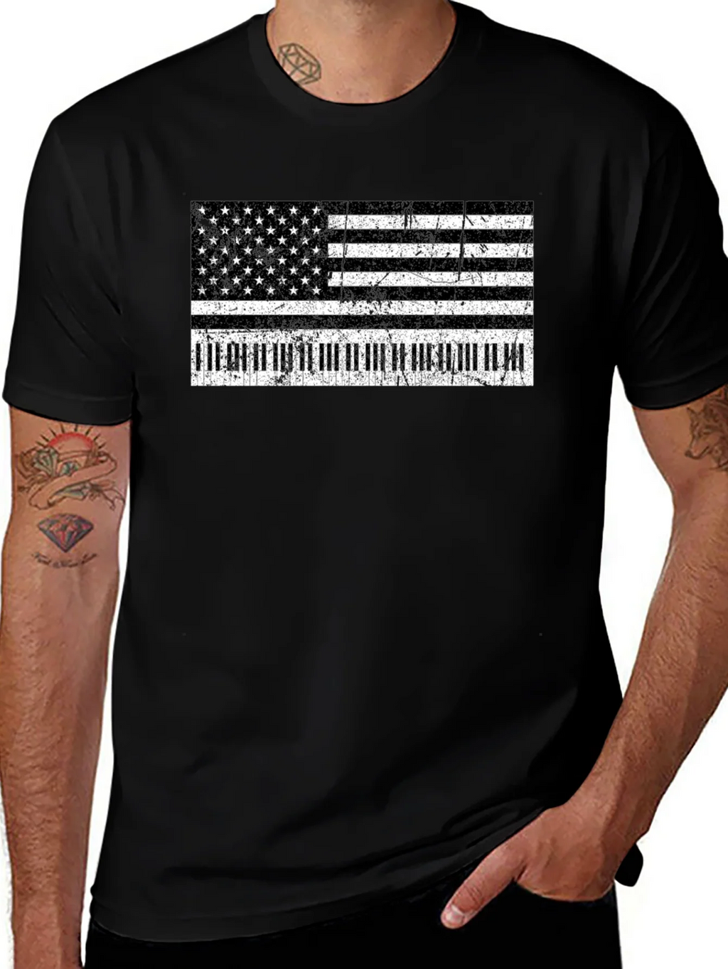 Piano Flag T-Shirt - Patriotic Music Lover Tee