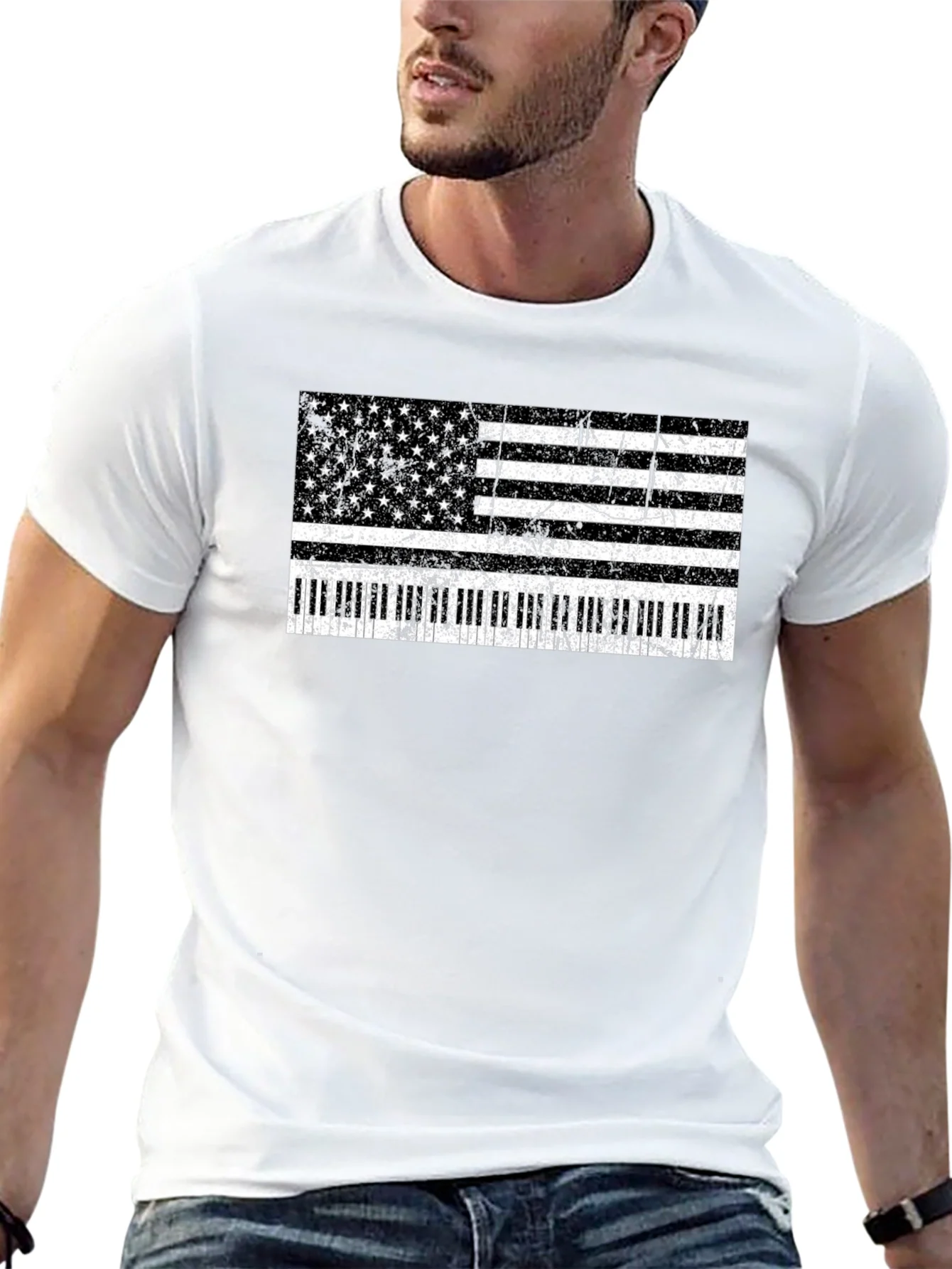 Piano Flag T-Shirt - Patriotic Music Lover Tee