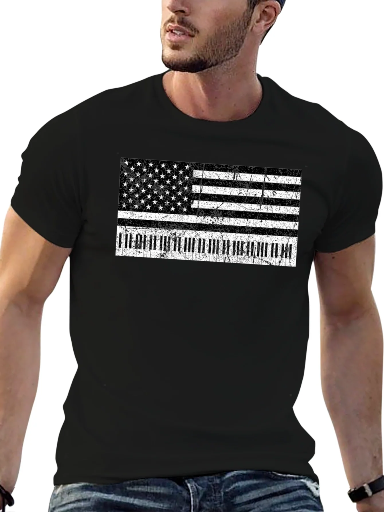 Piano Flag T-Shirt - Patriotic Music Lover Tee