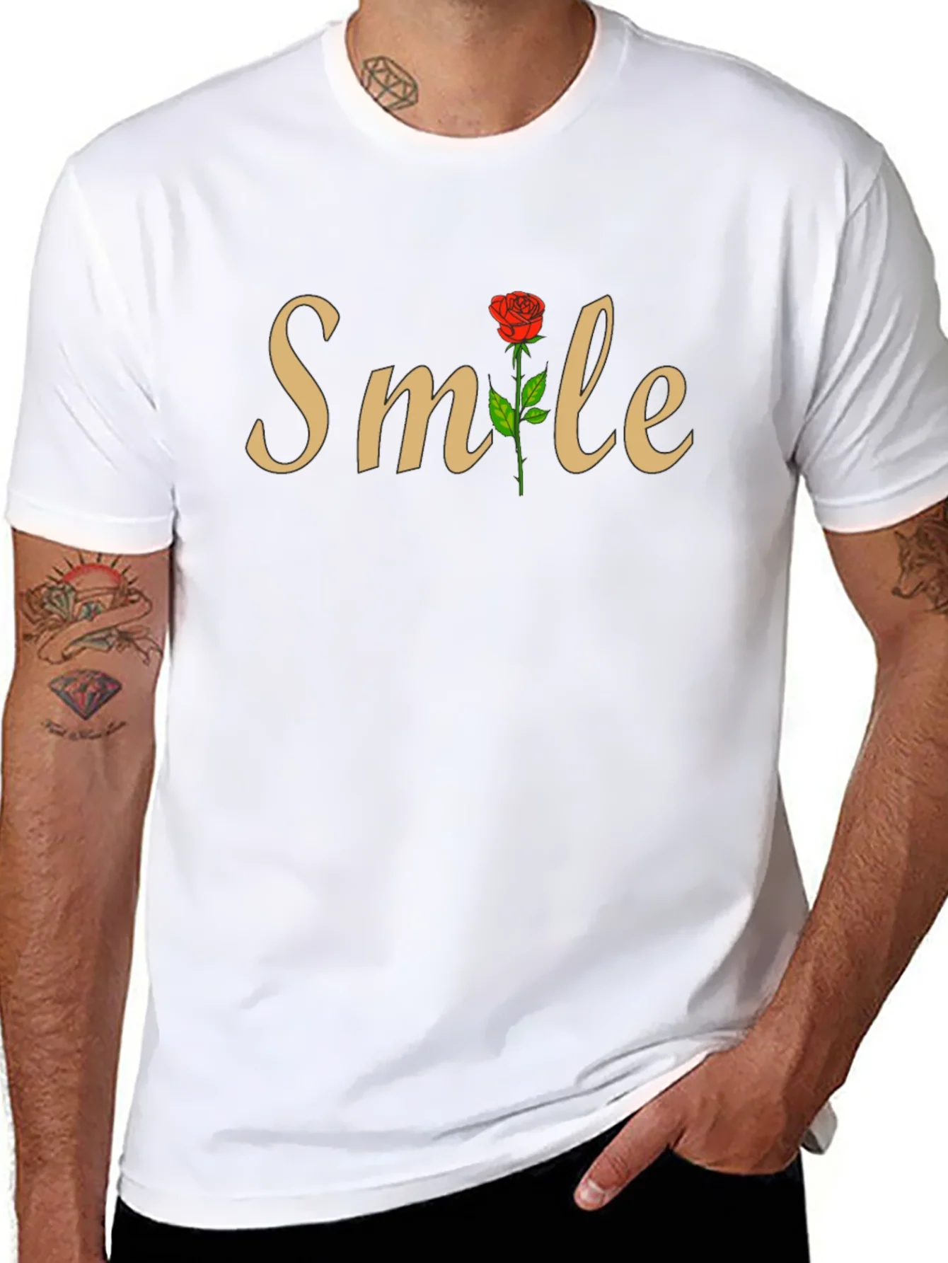 Smile Rose Graphic T-Shirt - Stylish Casual Wear