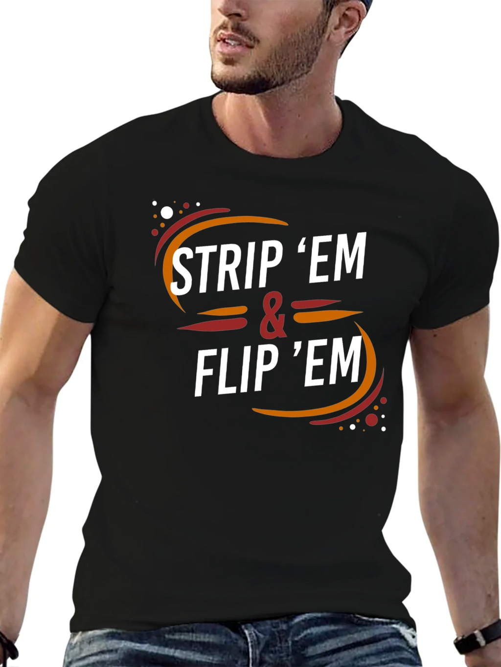 Strip Em & Flip Em Graphic Tee - Black