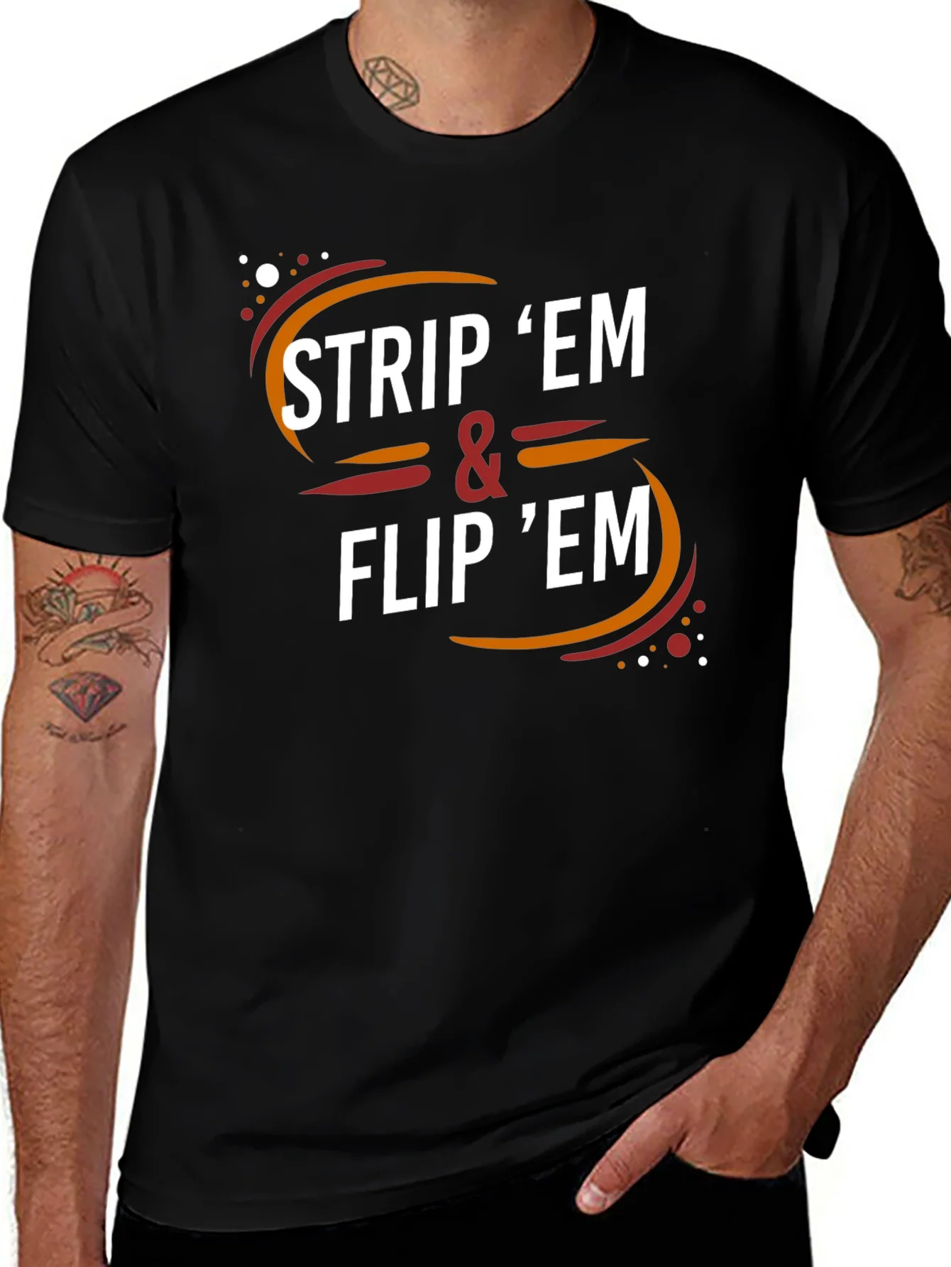 Strip Em & Flip Em Graphic Tee - Black