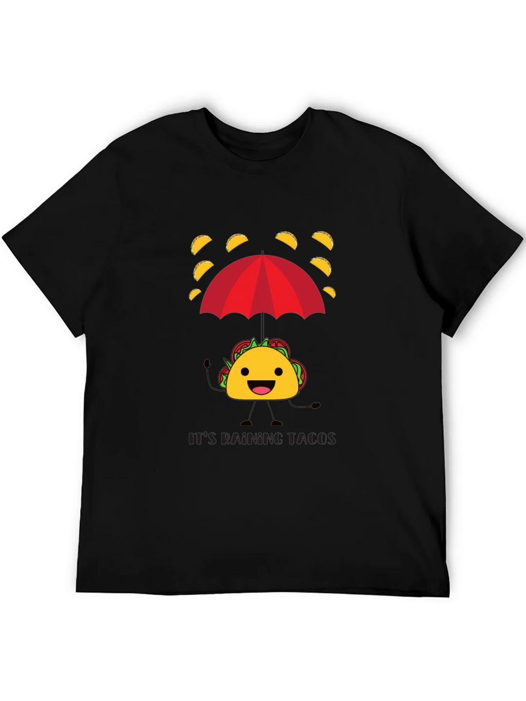 Its Raining Tacos Mens Black Graphic T-Shirt
