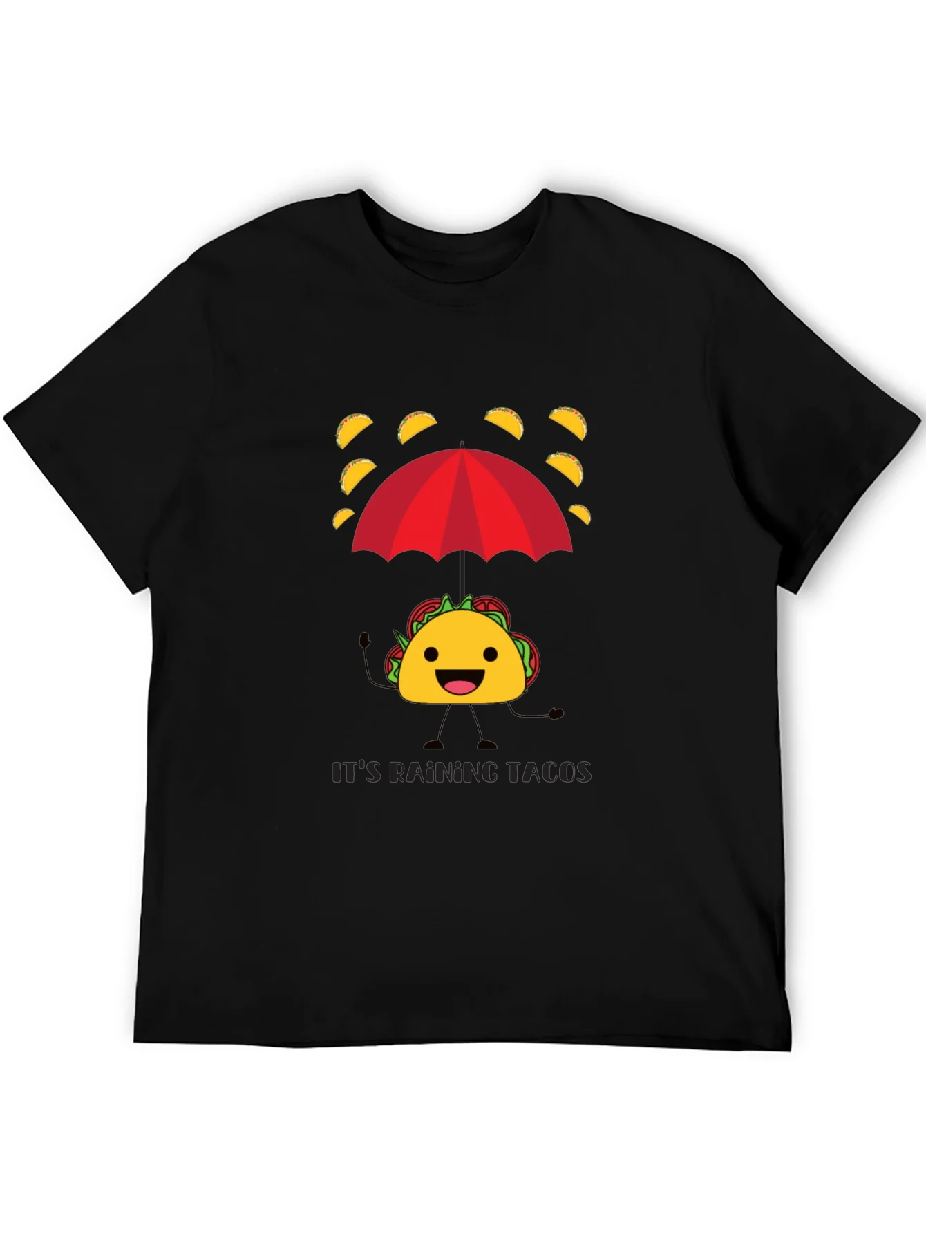Its Raining Tacos Mens Black Graphic T-Shirt
