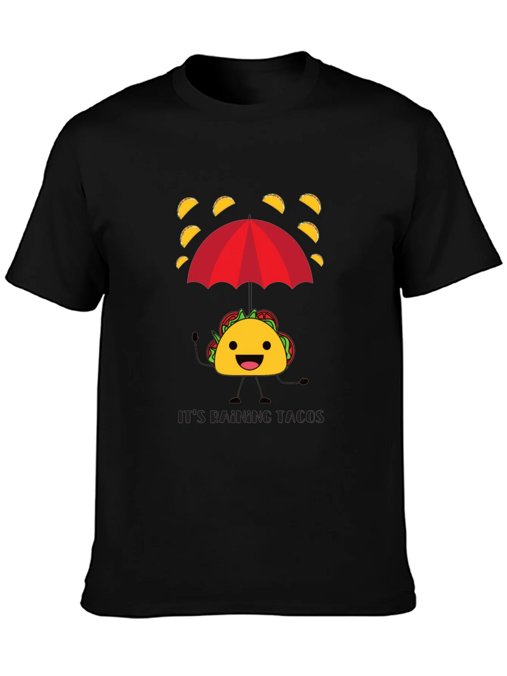 Its Raining Tacos Mens Black Graphic T-Shirt