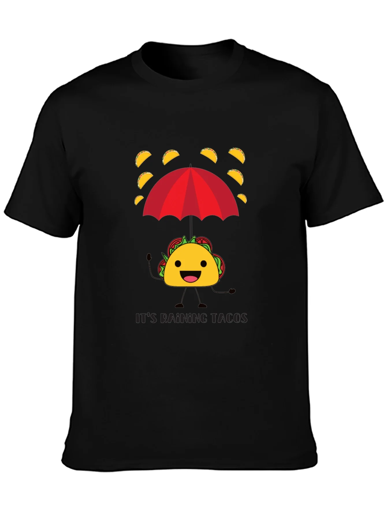 Its Raining Tacos Mens Black Graphic T-Shirt