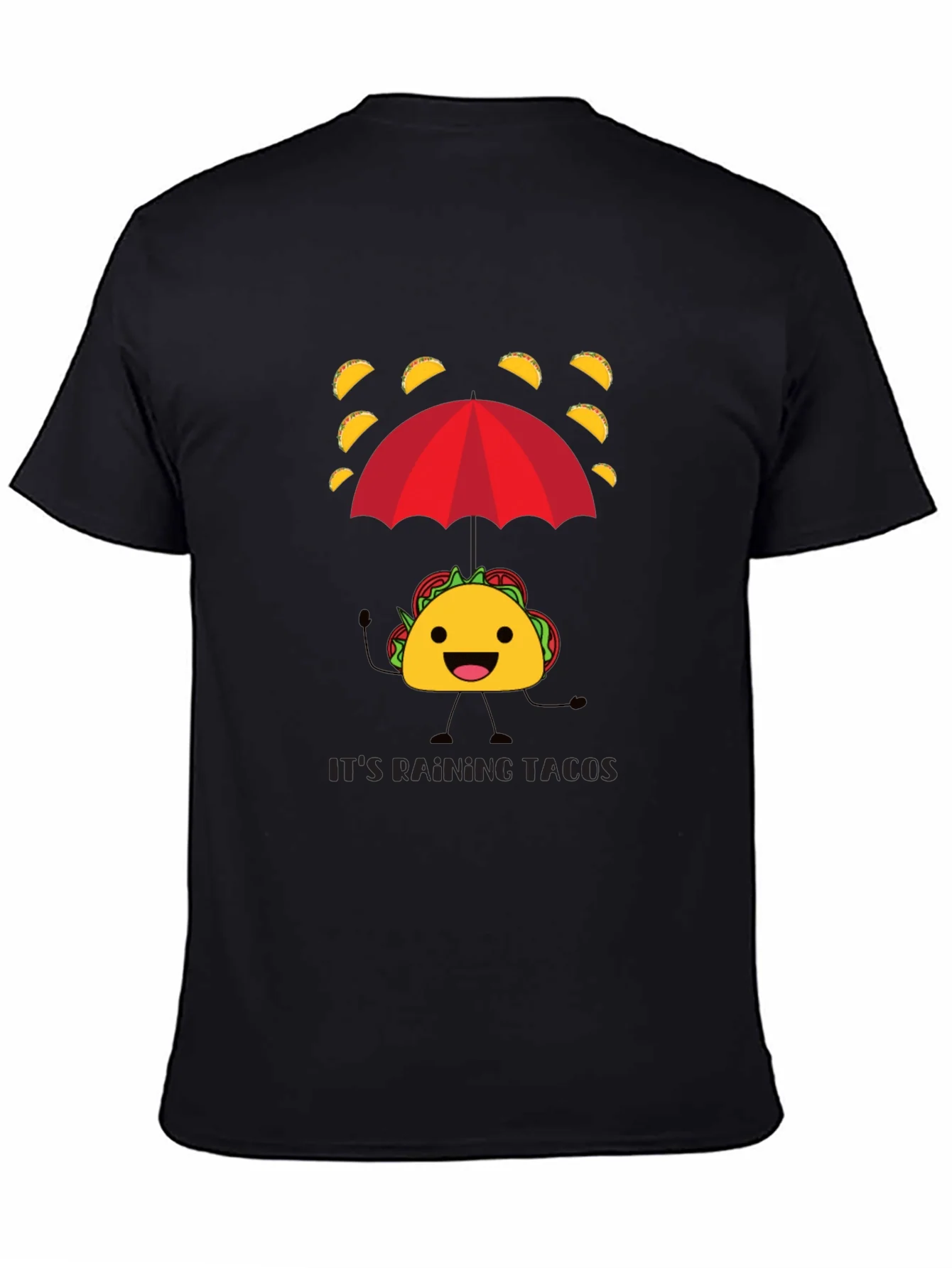 Its Raining Tacos Mens Black Graphic T-Shirt