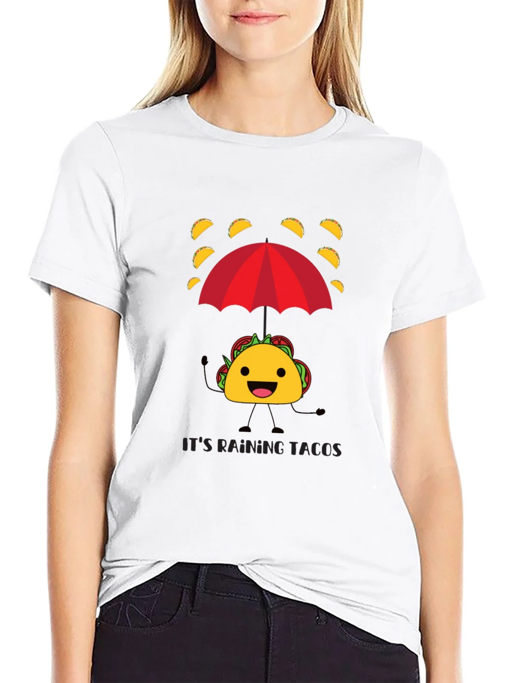 Its Raining Tacos Mens Black Graphic T-Shirt