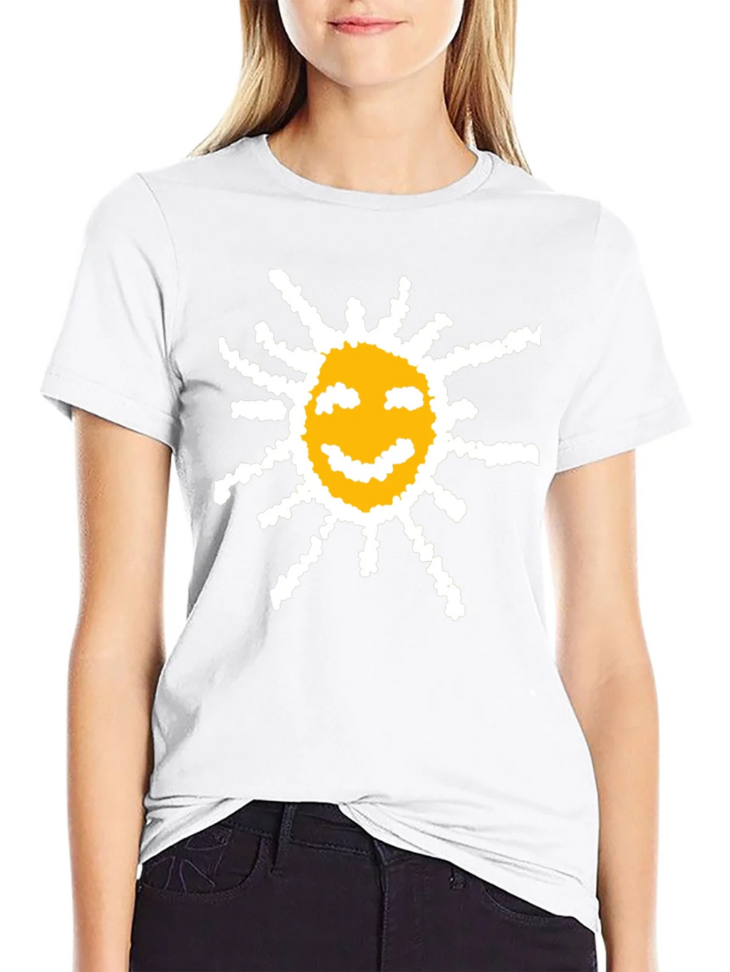 Happy Sun Graphic Tee - Black Cotton T-Shirt