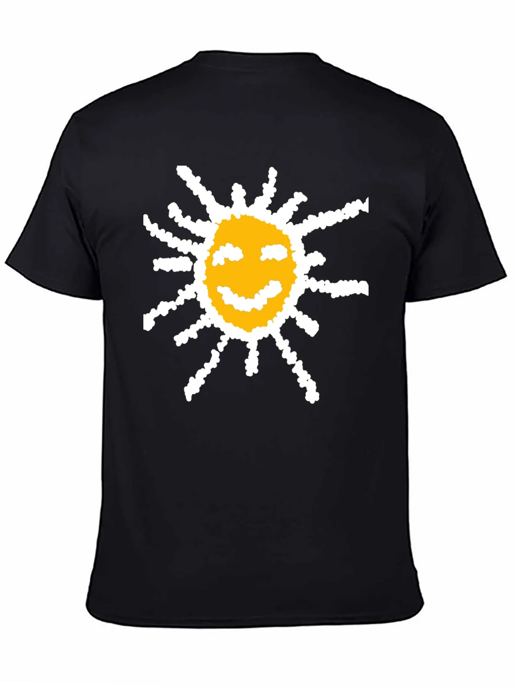 Happy Sun Graphic Tee - Black Cotton T-Shirt