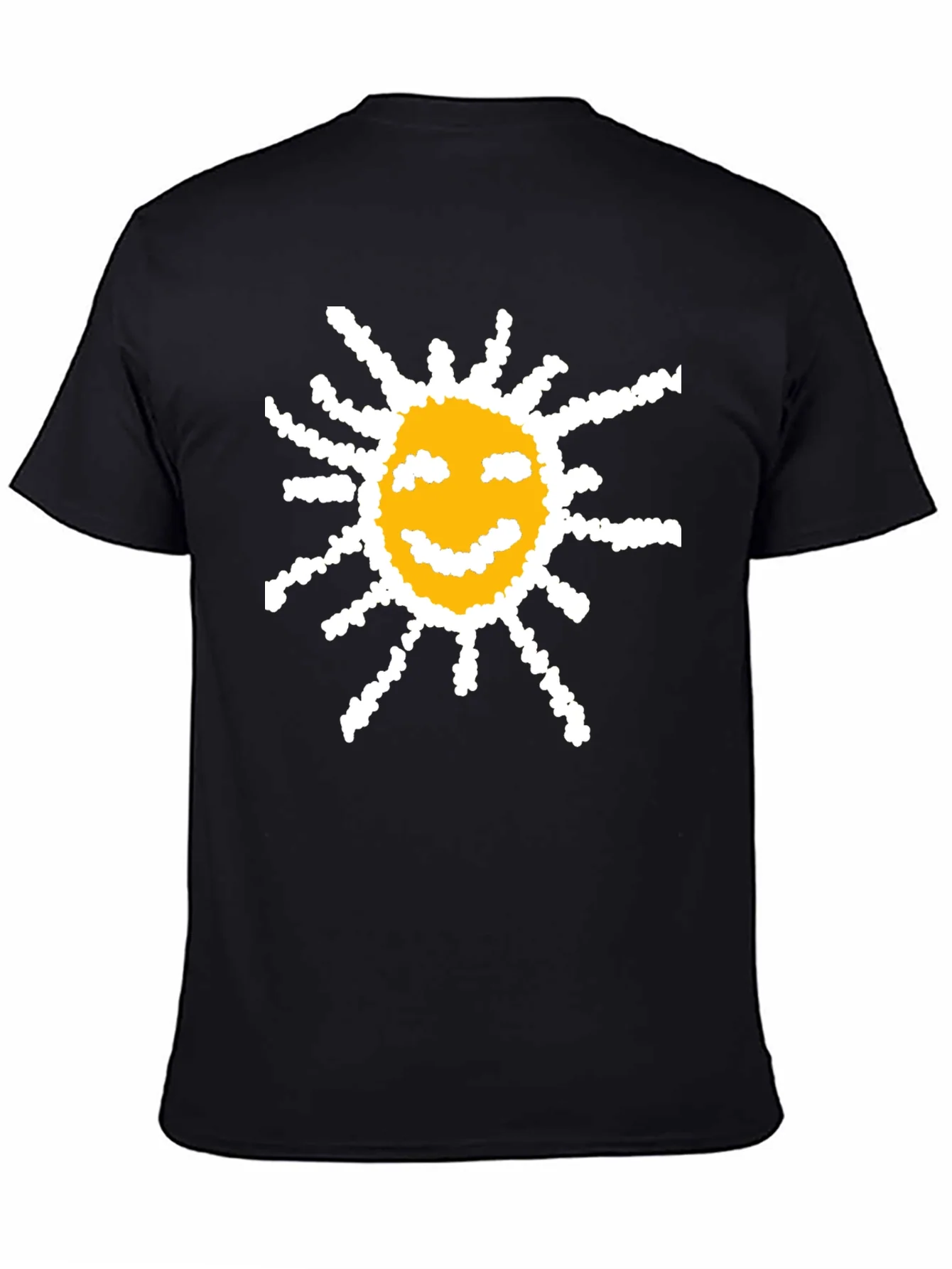 Happy Sun Graphic Tee - Black Cotton T-Shirt