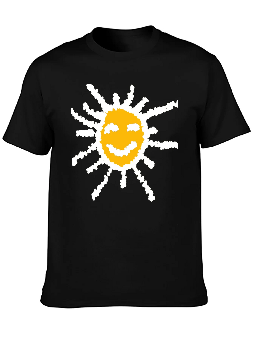 Happy Sun Graphic Tee - Black Cotton T-Shirt