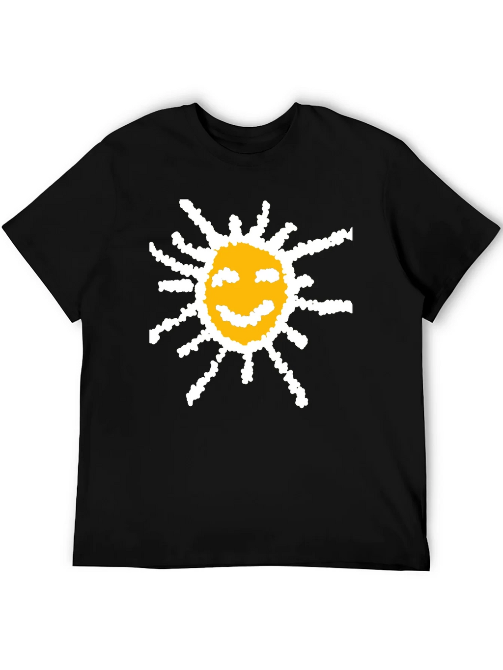 Happy Sun Graphic Tee - Black Cotton T-Shirt