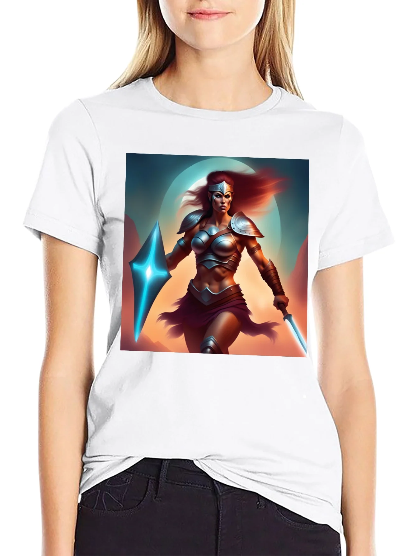 Warrior Woman Graphic Black T-Shirt