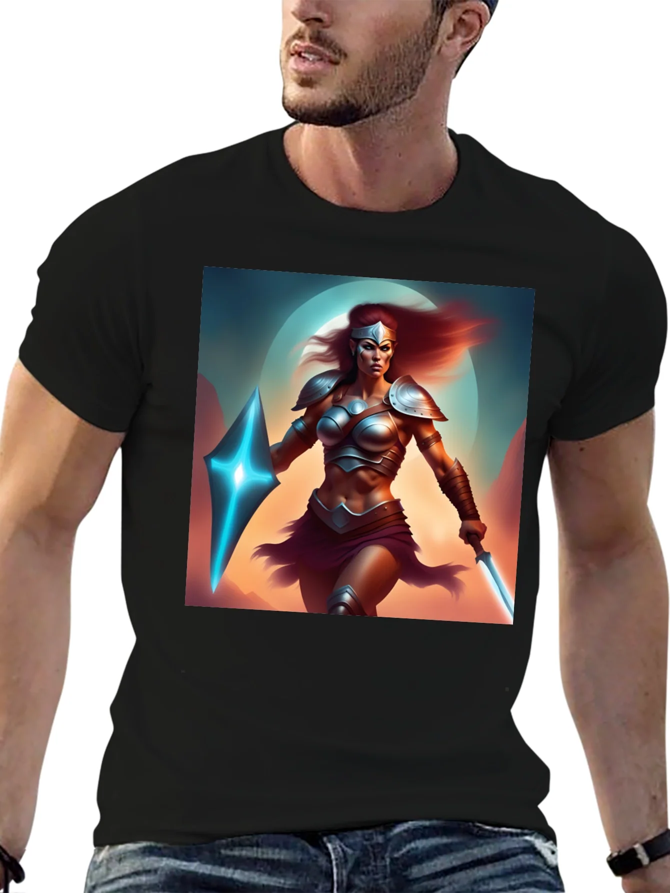 Warrior Woman Graphic Black T-Shirt