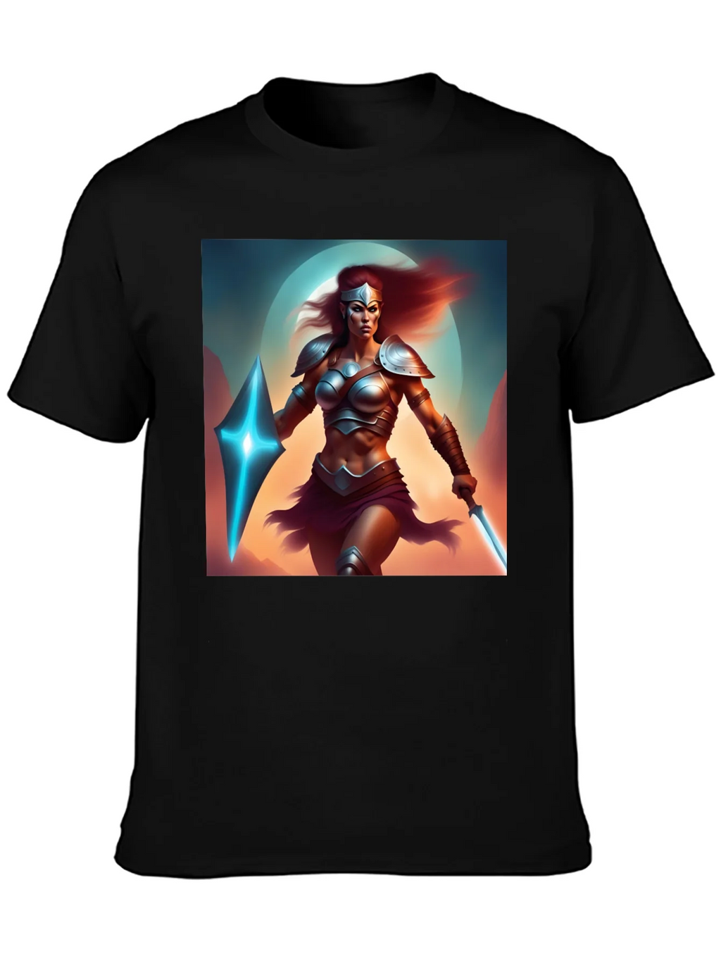 Warrior Woman Graphic Black T-Shirt