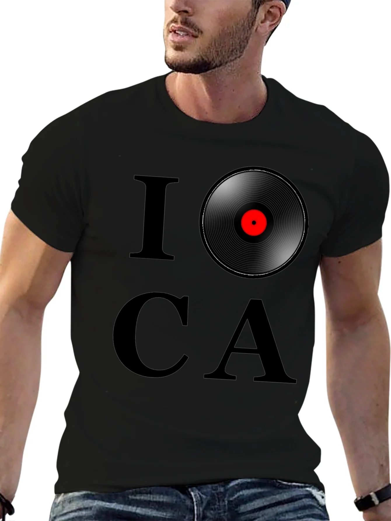 I Love Vinyl Record T-Shirt - Black Graphic Tee