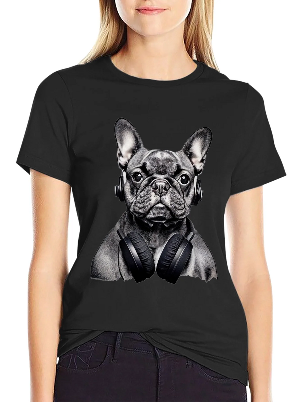 Dog with Headphones Graphic T-Shirt