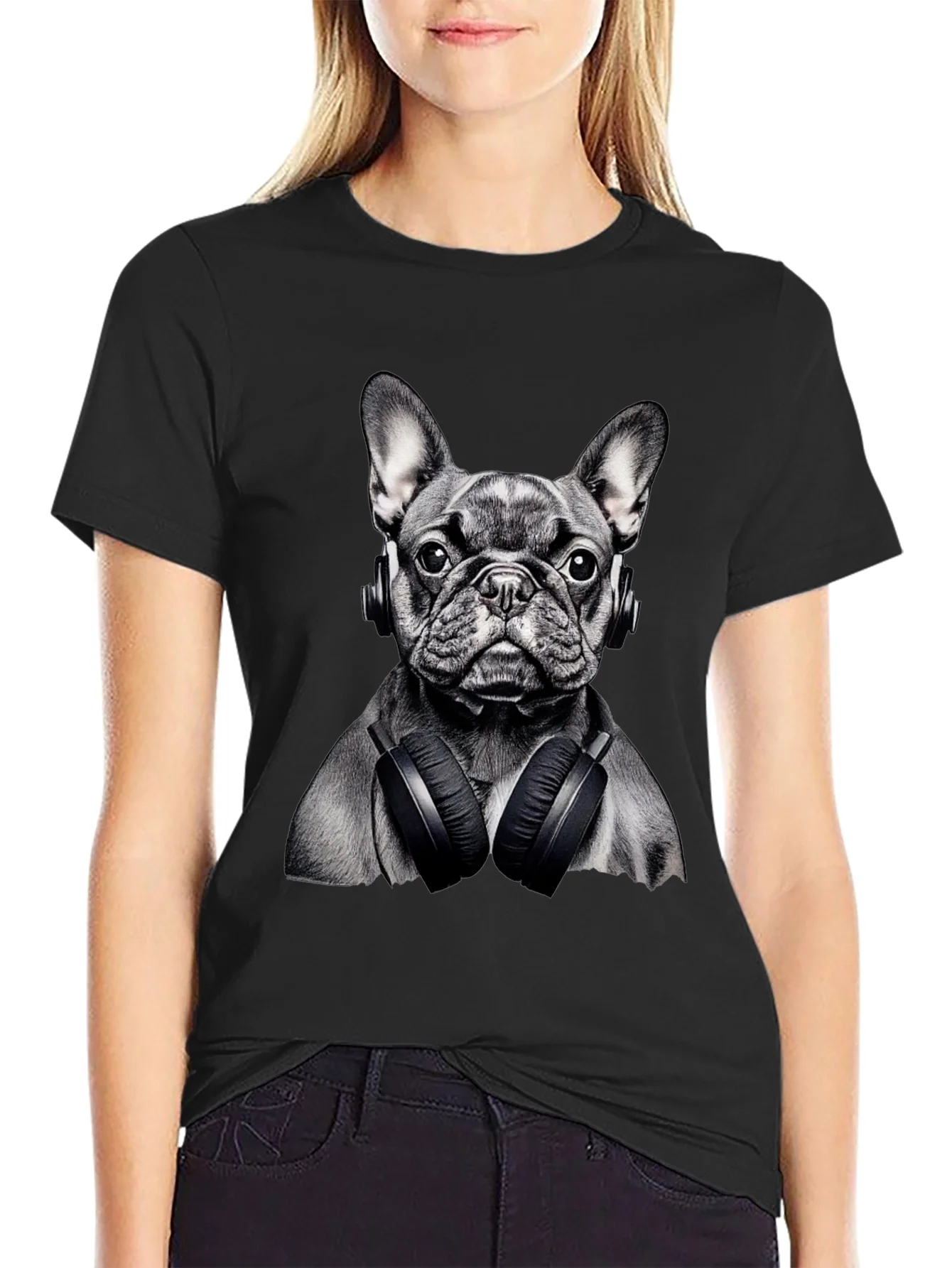 Dog with Headphones Graphic T-Shirt