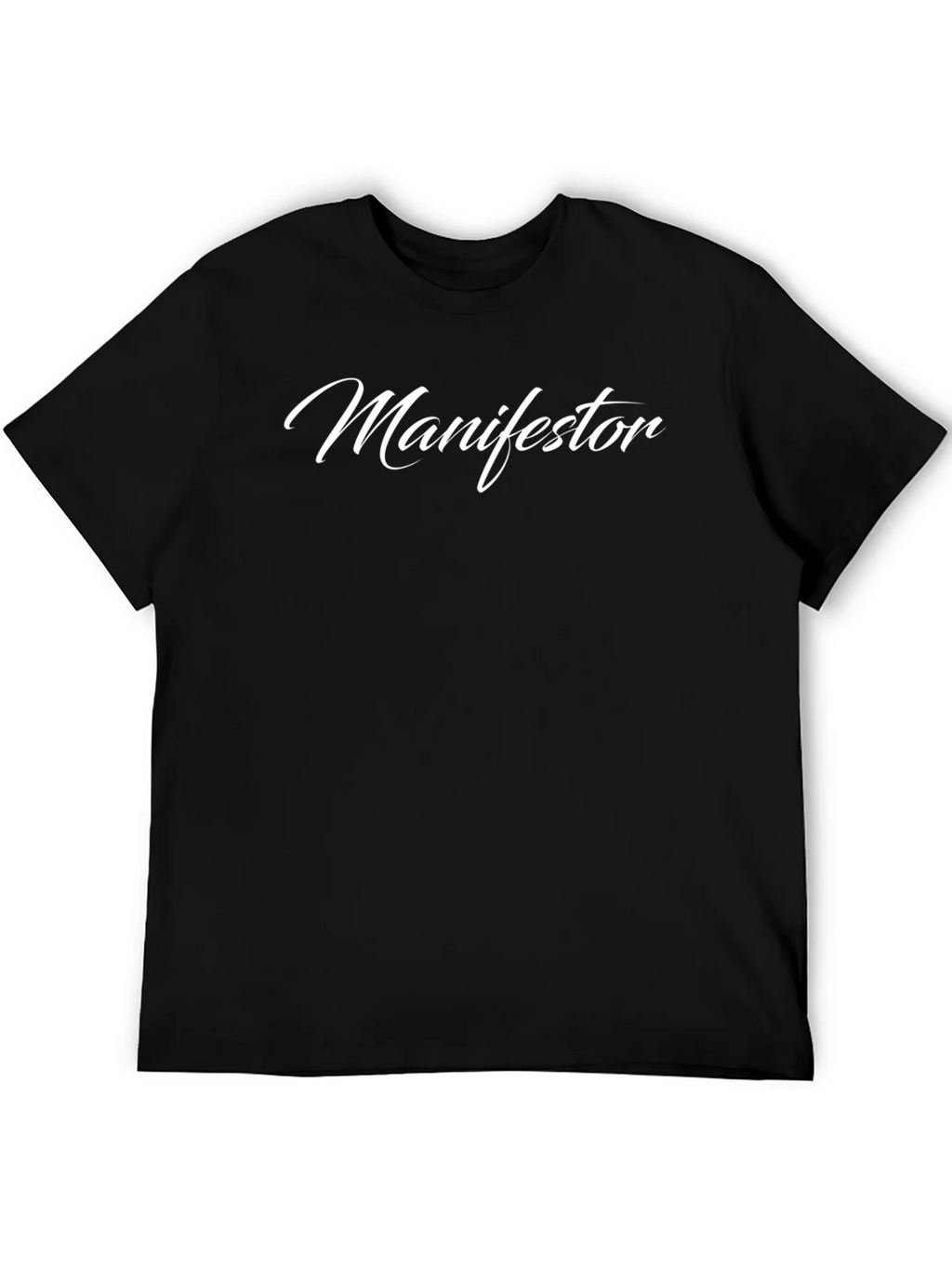 Manifestor Black Tee - Stylish Script Design