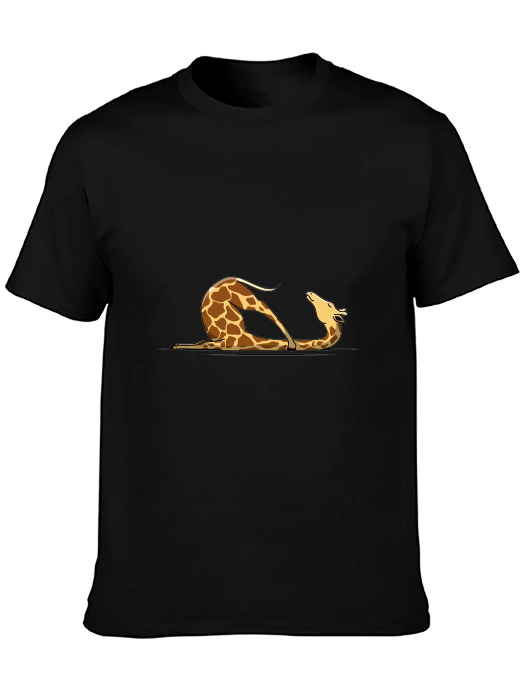 Giraffe Yoga Pose Graphic Tee - Mens Black T-Shirt