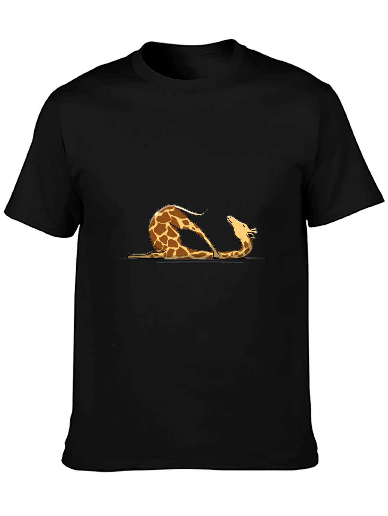 Giraffe Yoga Pose Graphic Tee - Mens Black T-Shirt