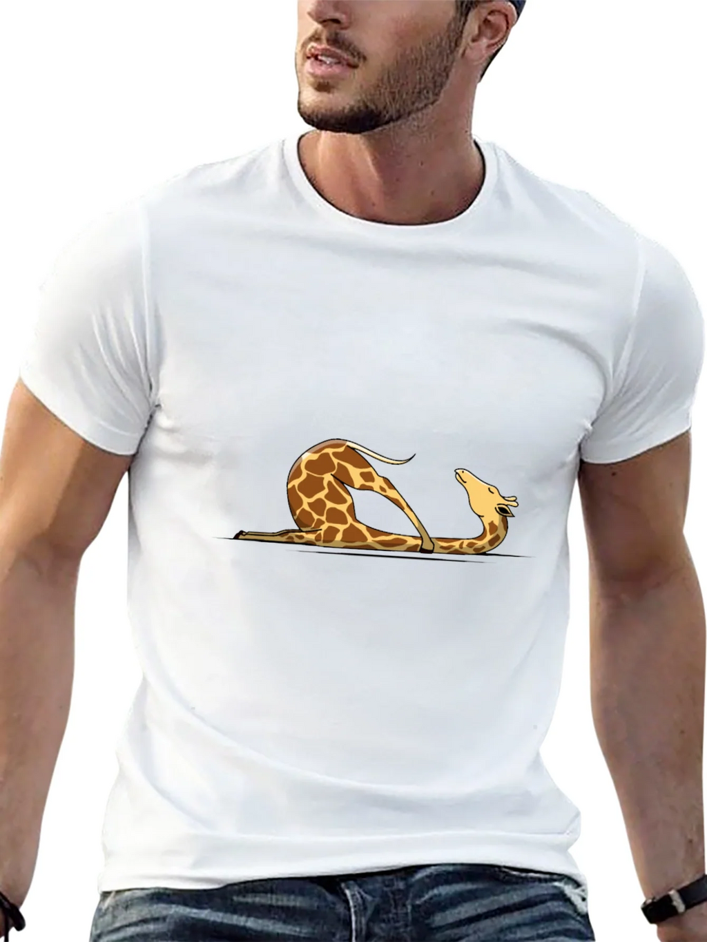 Giraffe Yoga Pose Graphic Tee - Mens Black T-Shirt