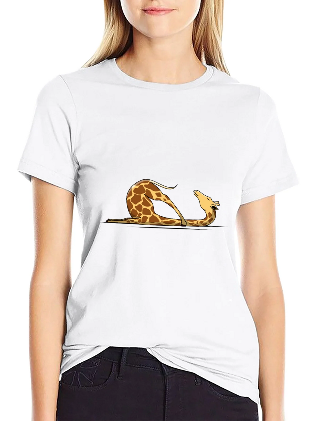 Giraffe Yoga Pose Graphic Tee - Mens Black T-Shirt