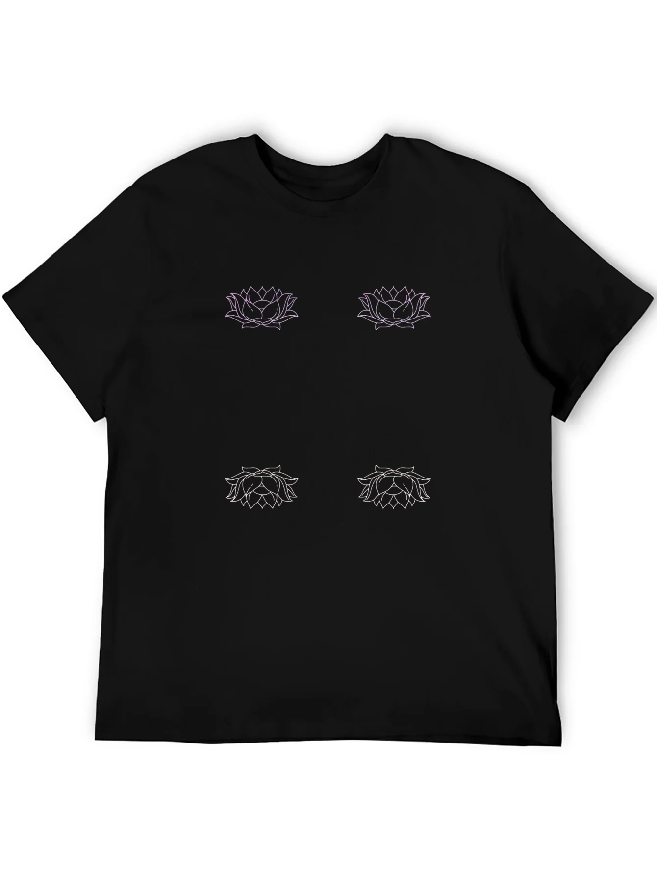 Lotus Flower Graphic Tee - Black Cotton Blend