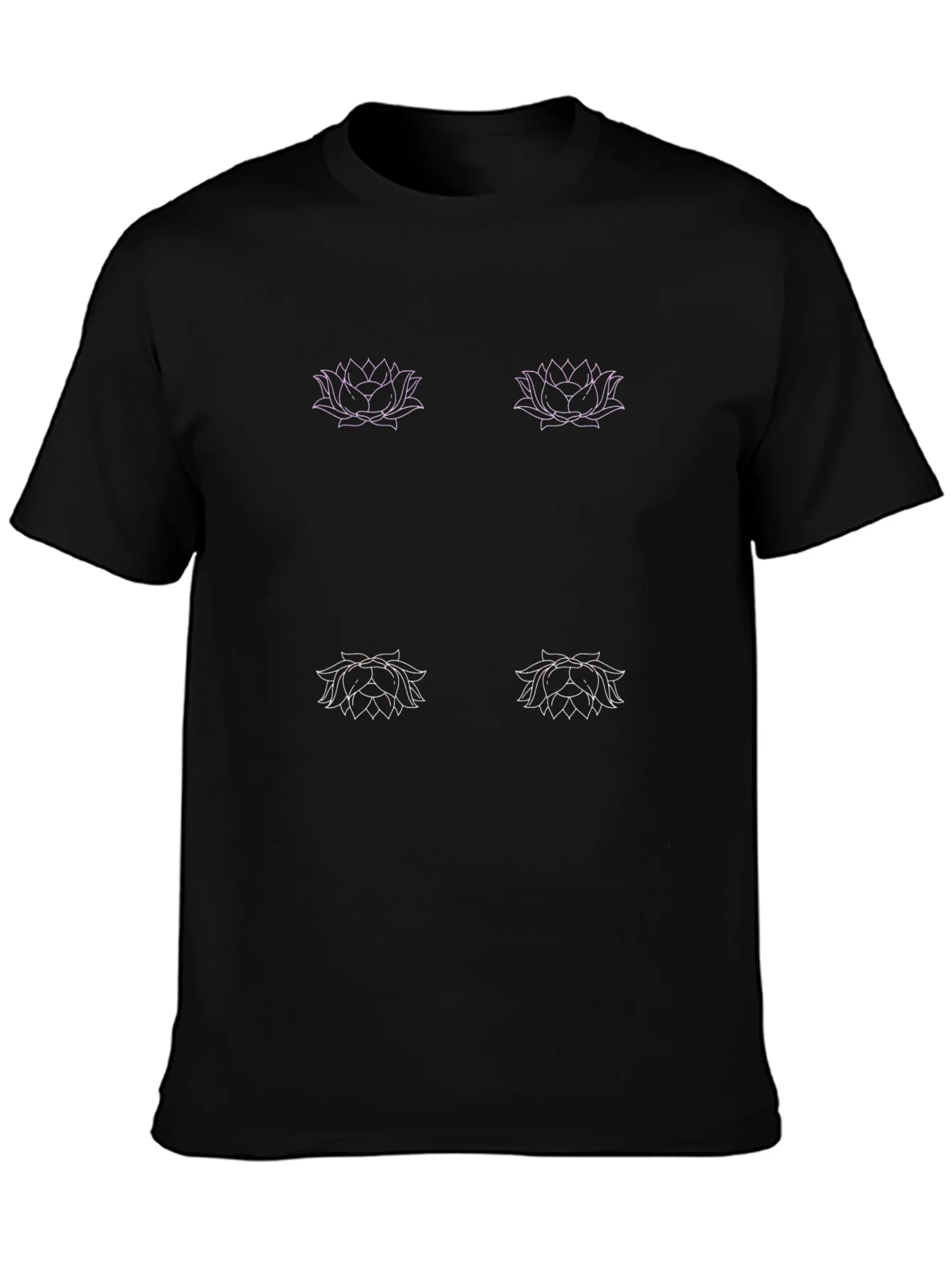 Lotus Flower Graphic Tee - Black Cotton Blend