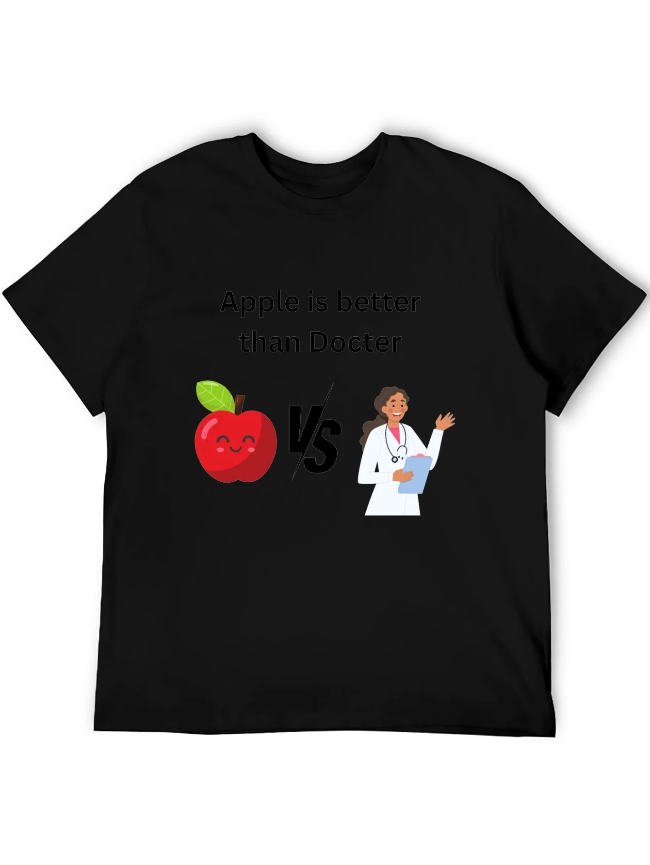 Apple vs Doctor Graphic Tee - Health Humor