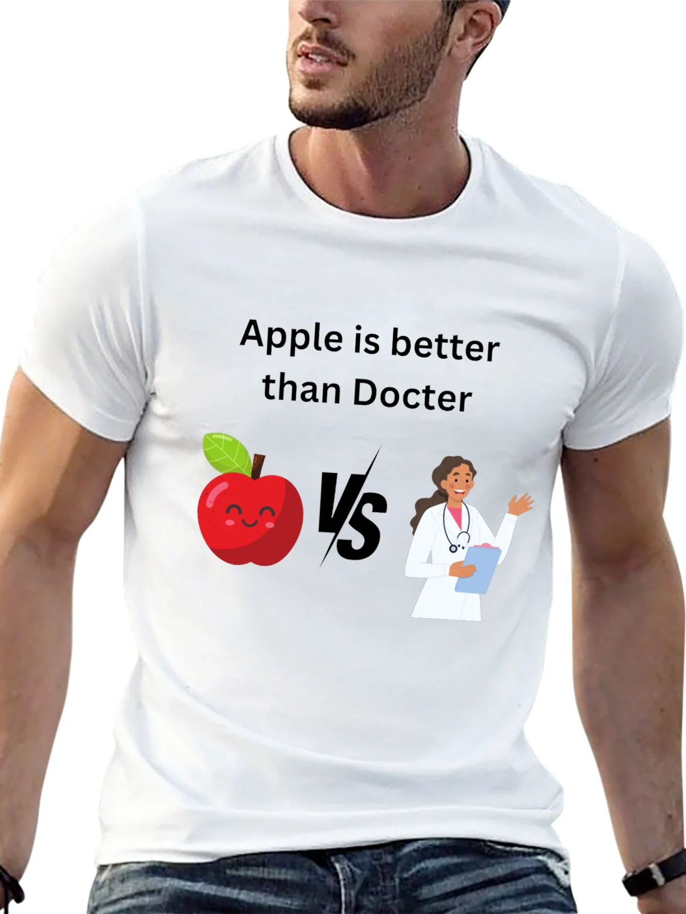 Apple vs Doctor Graphic Tee - Health Humor