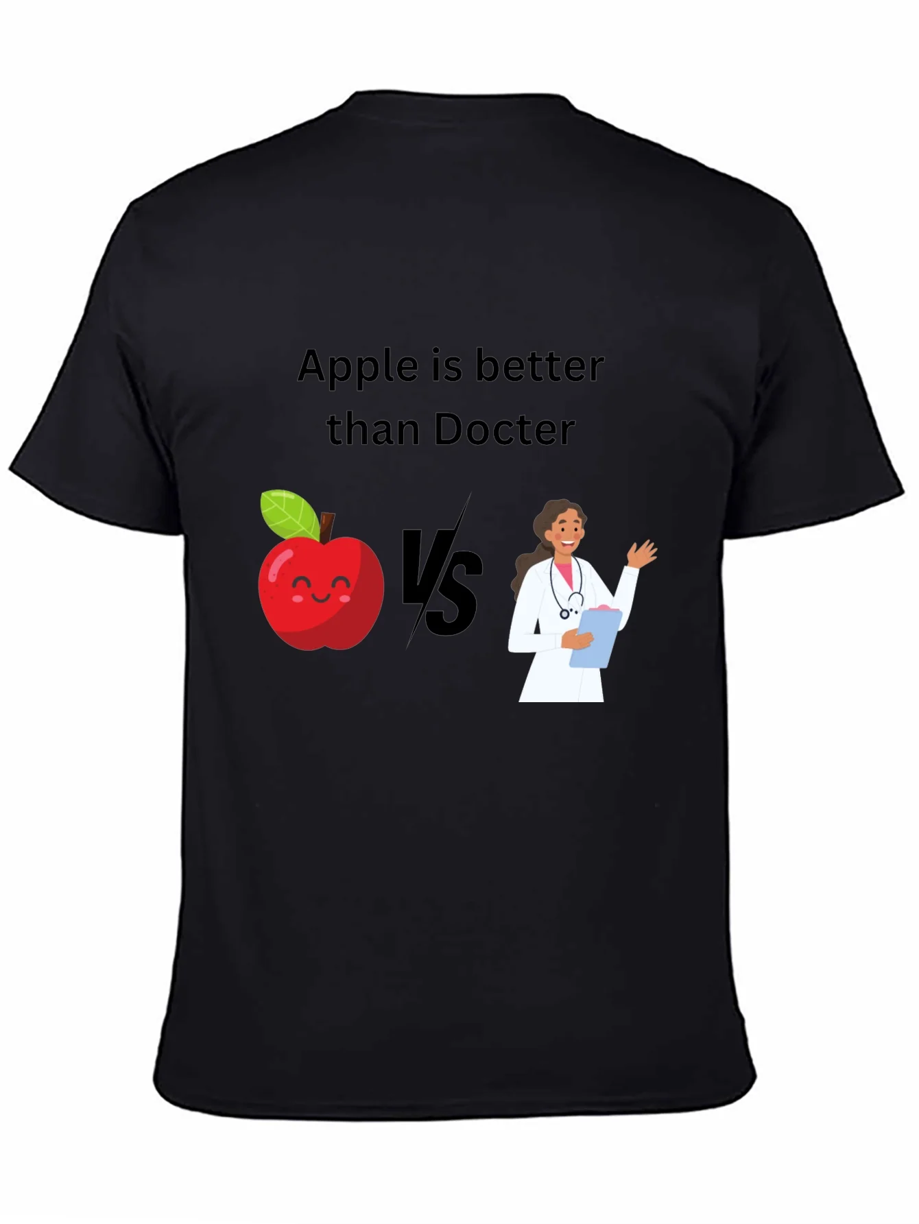 Apple vs Doctor Graphic Tee - Health Humor