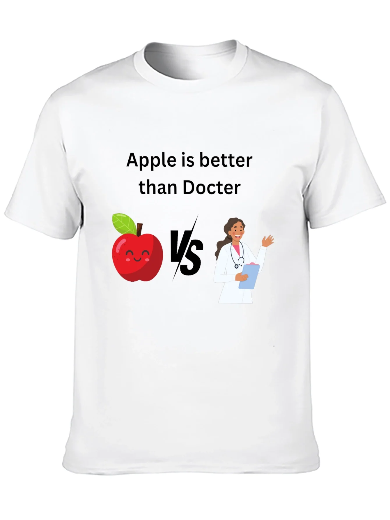 Apple vs Doctor Graphic Tee - Health Humor