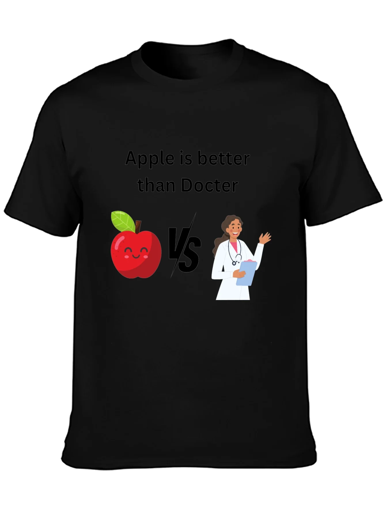 Apple vs Doctor Graphic Tee - Health Humor