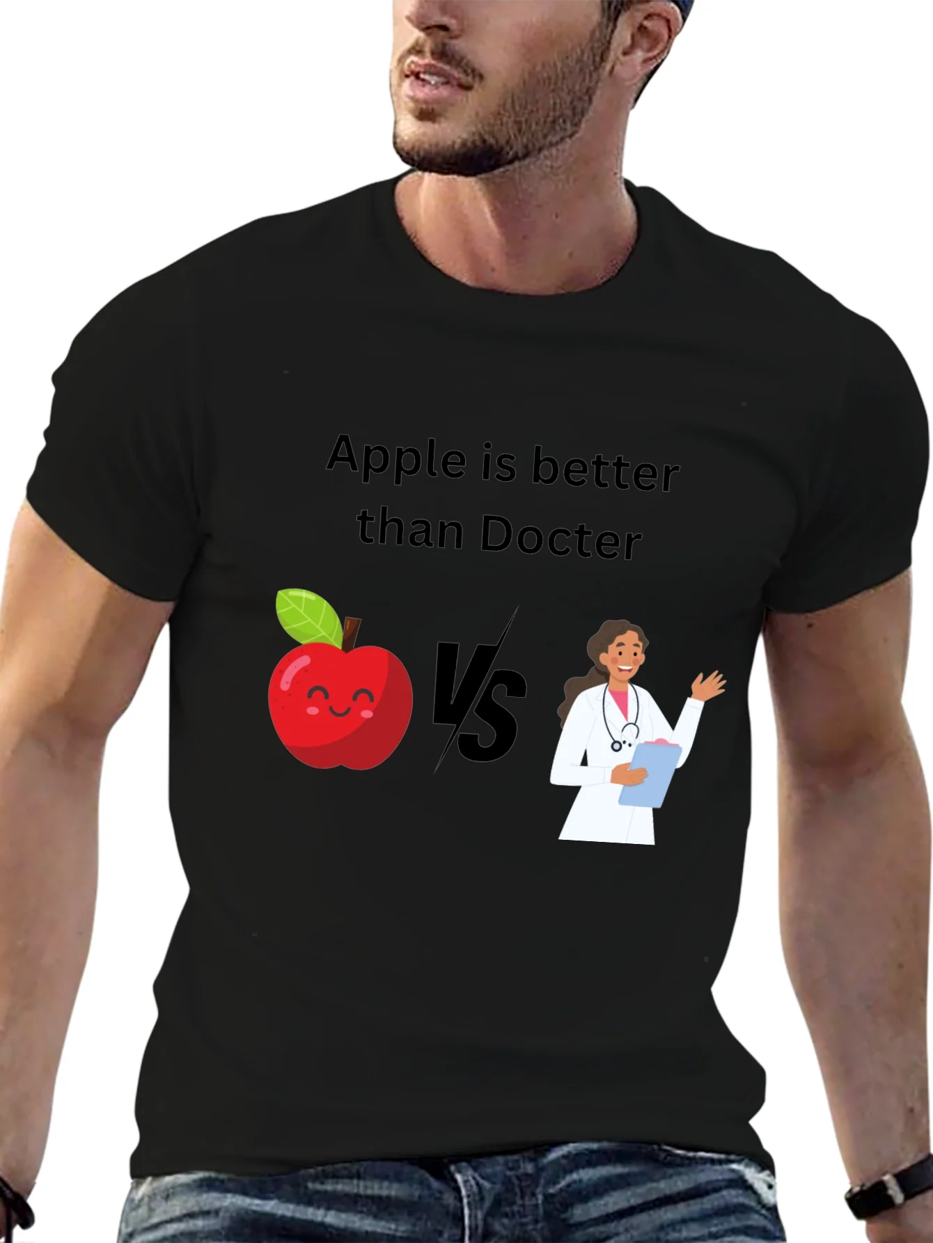 Apple vs Doctor Graphic Tee - Health Humor
