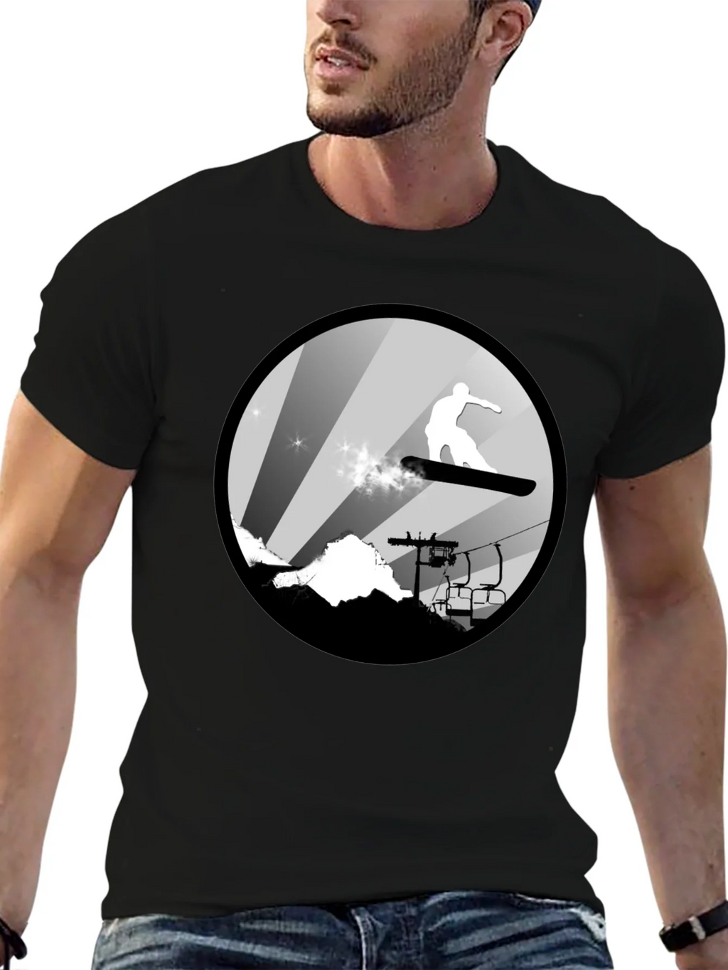 Cool Snowboard T-Shirt: Mountain Scene