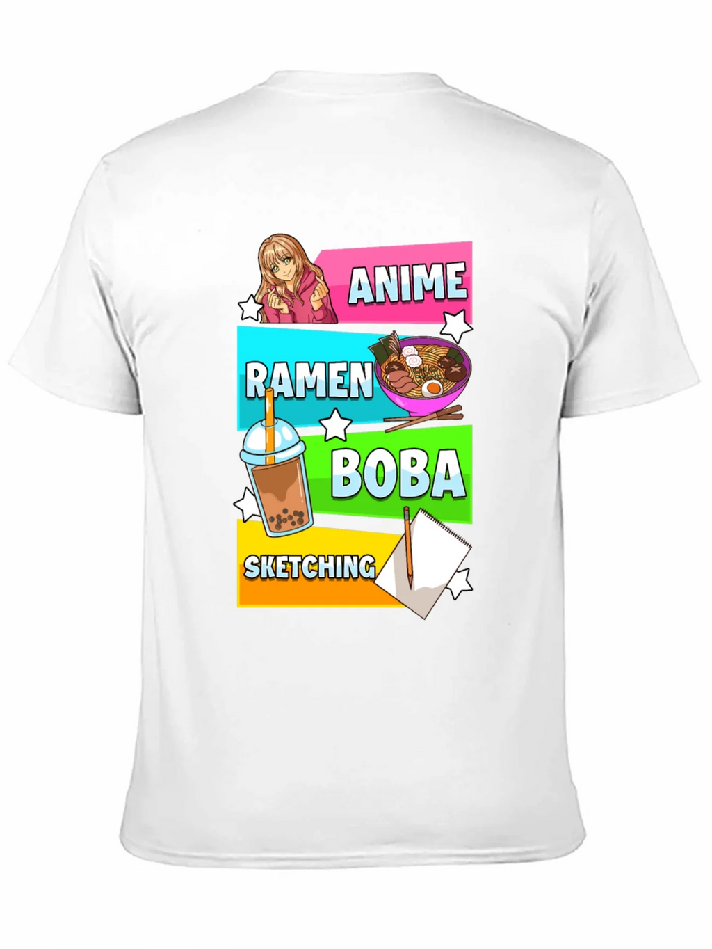 Anime Ramen Boba Sketching T-Shirt