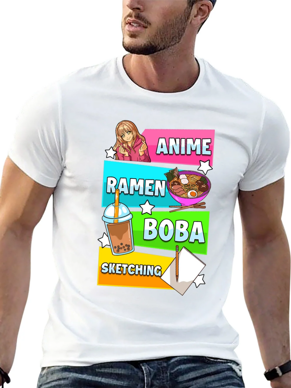 Anime Ramen Boba Sketching T-Shirt