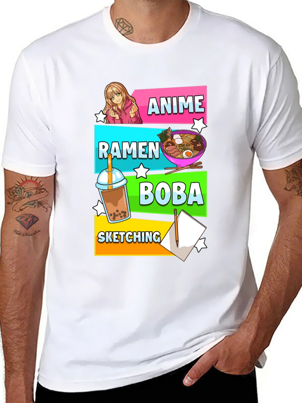 Anime Ramen Boba Sketching T-Shirt