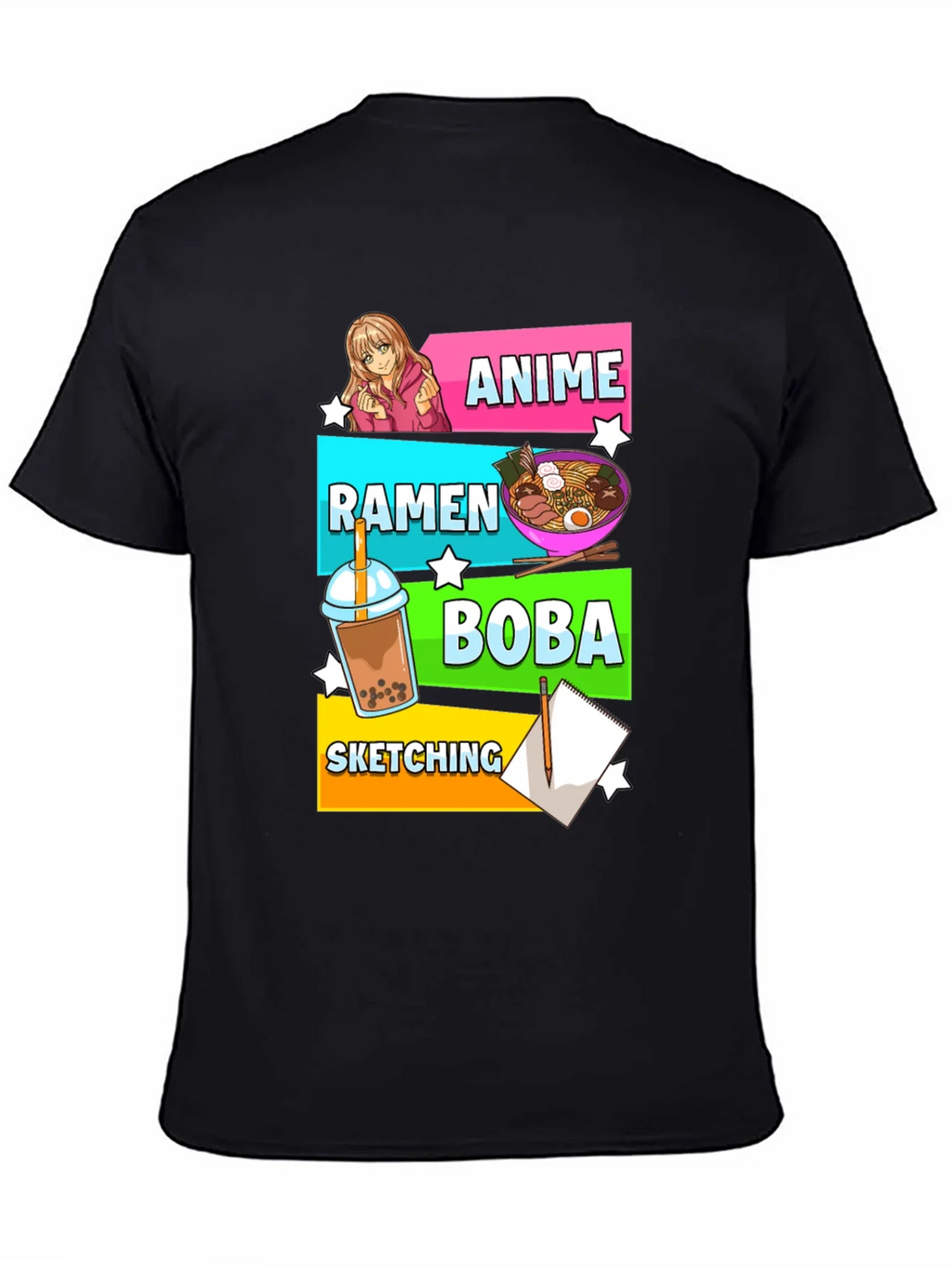 Anime Ramen Boba Sketching T-Shirt