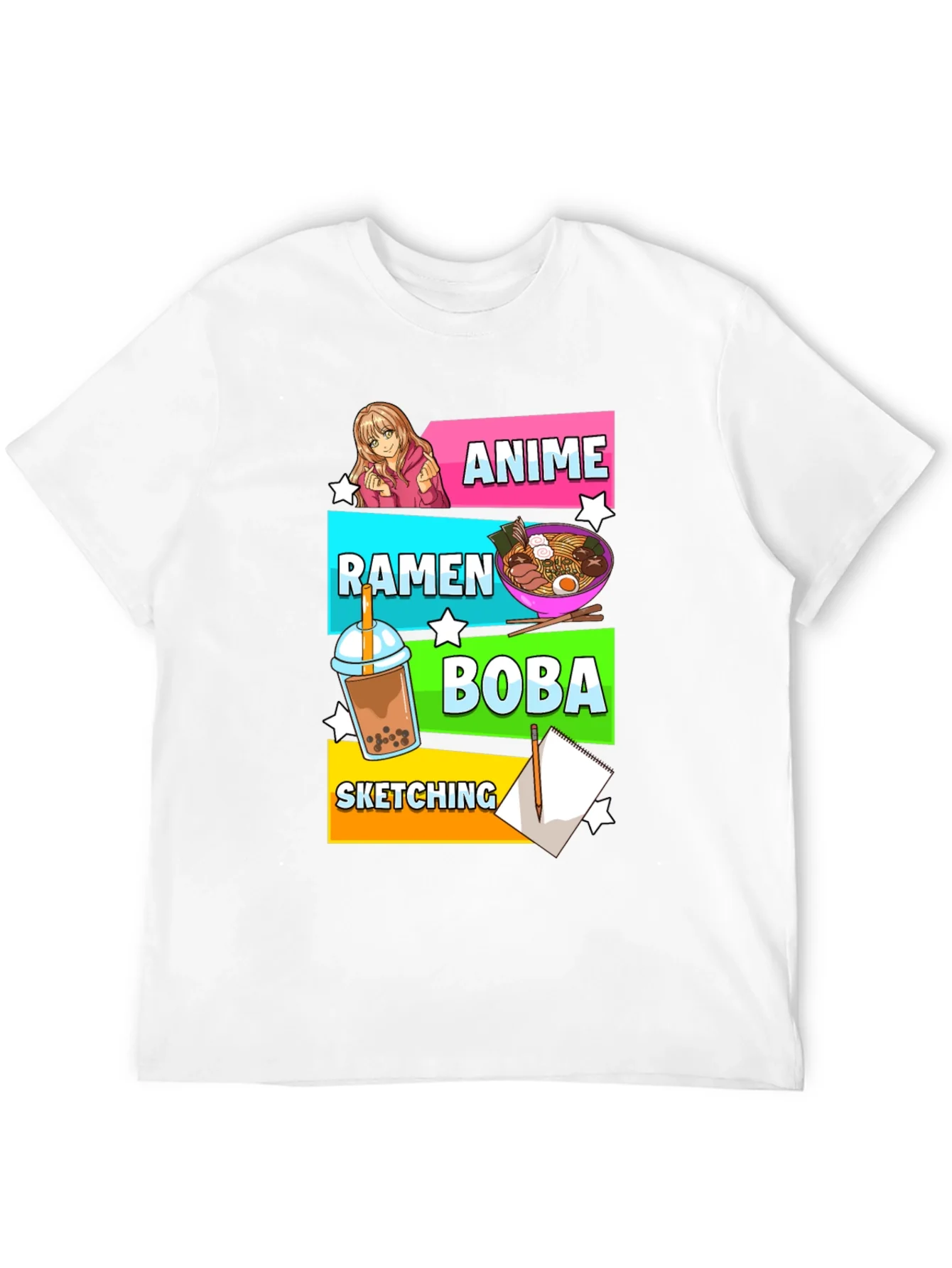Anime Ramen Boba Sketching T-Shirt