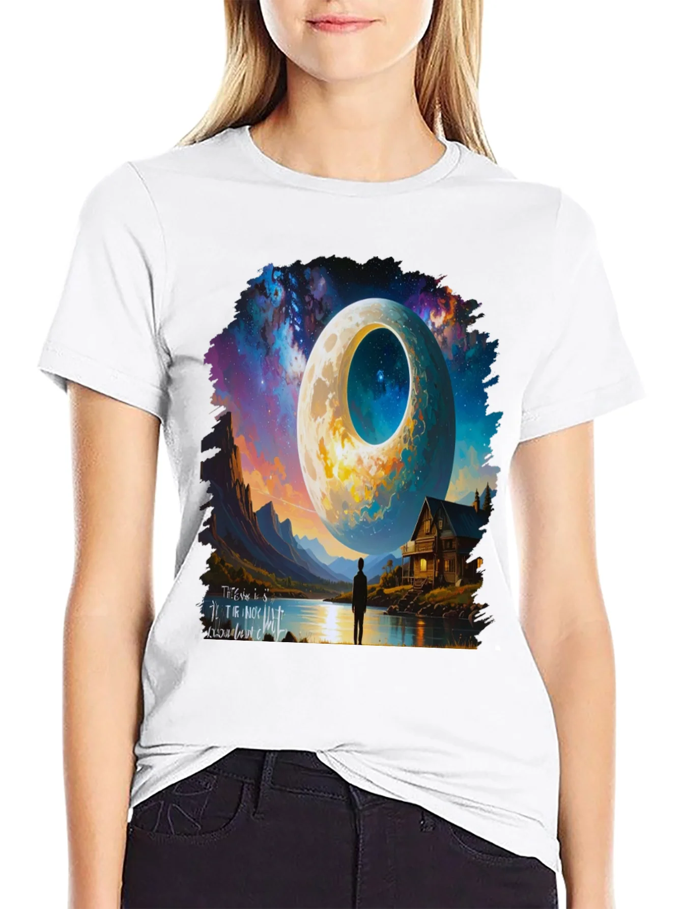 Surreal Moonscape Graphic Tee - Unique Design