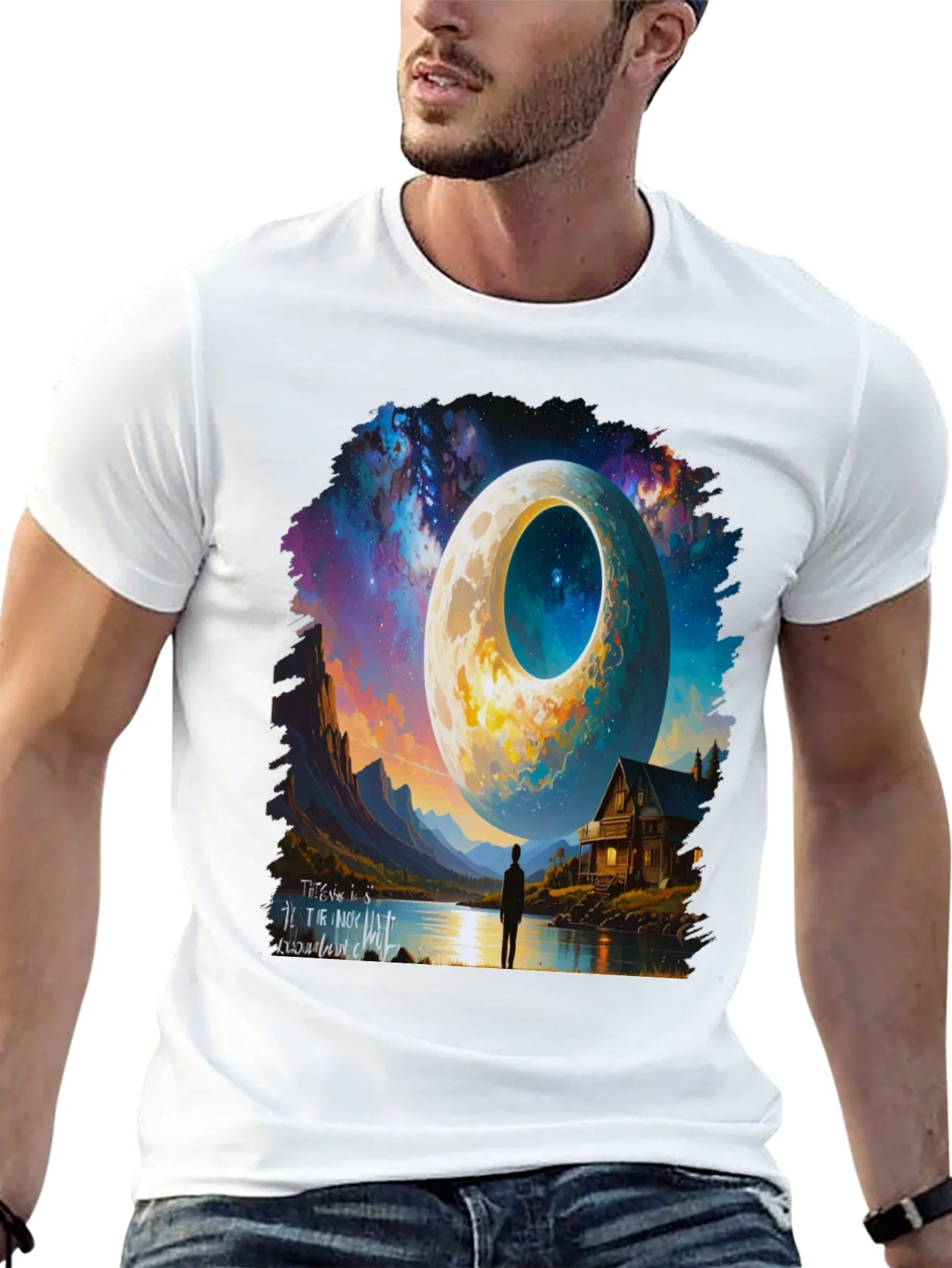 Surreal Moonscape Graphic Tee - Unique Design