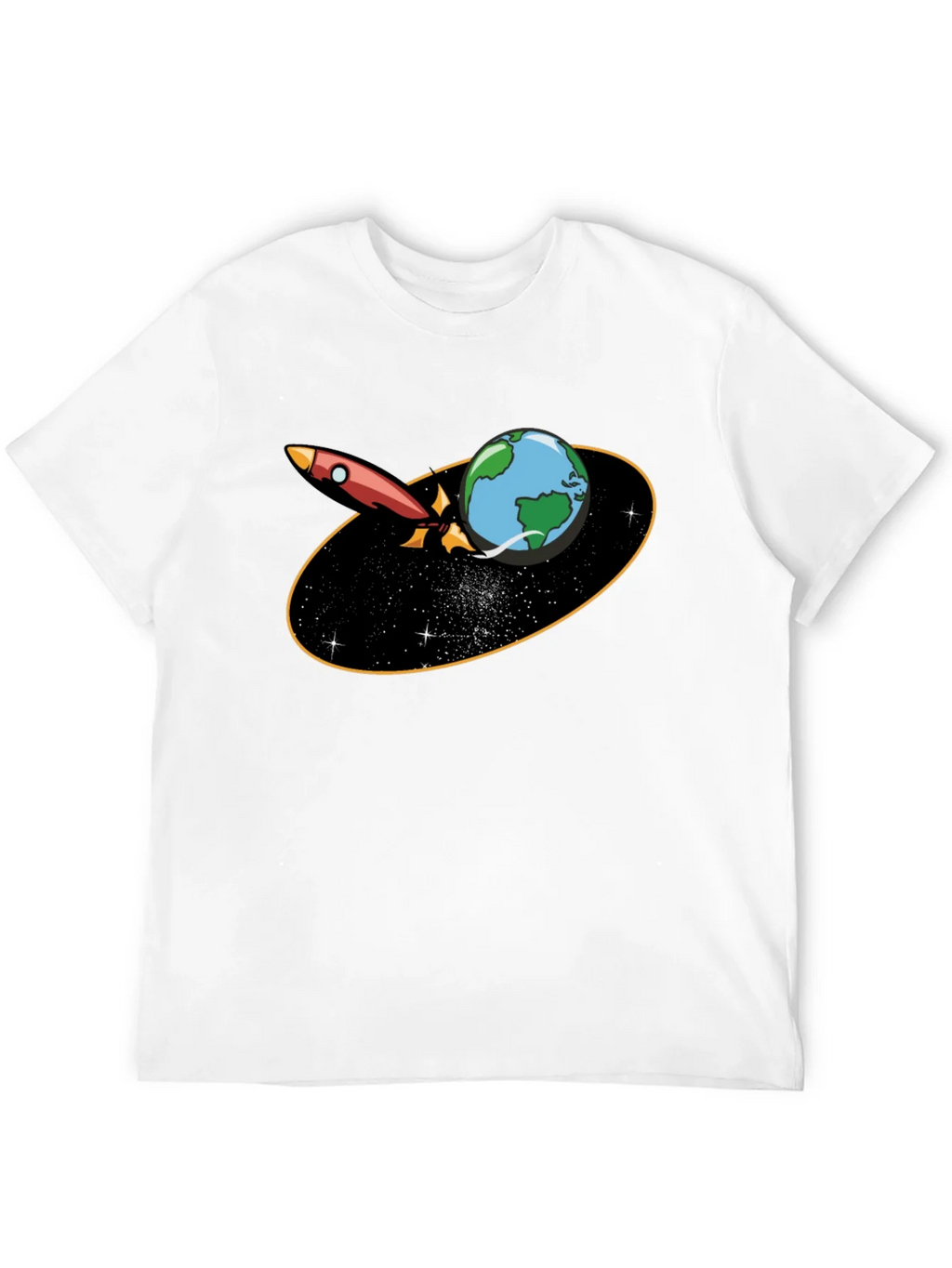 Rocket Around Earth Graphic T-Shirt - Black