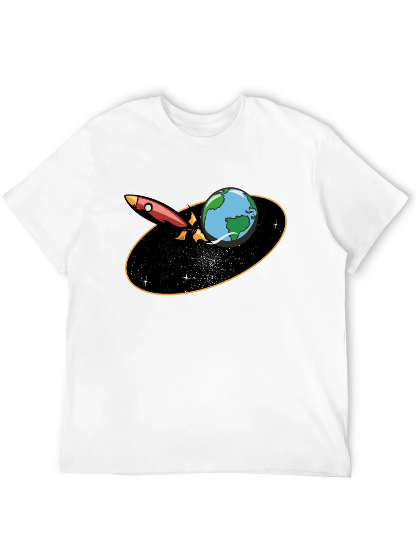 Rocket Around Earth Graphic T-Shirt - Black