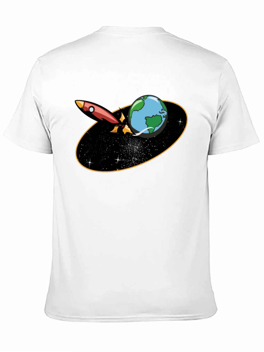 Rocket Around Earth Graphic T-Shirt - Black