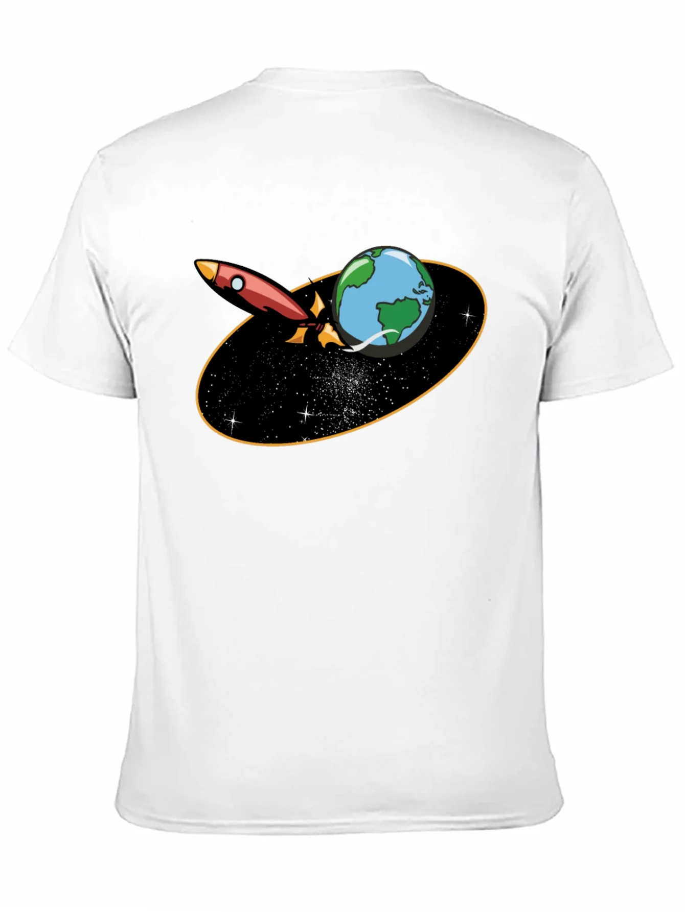 Rocket Around Earth Graphic T-Shirt - Black